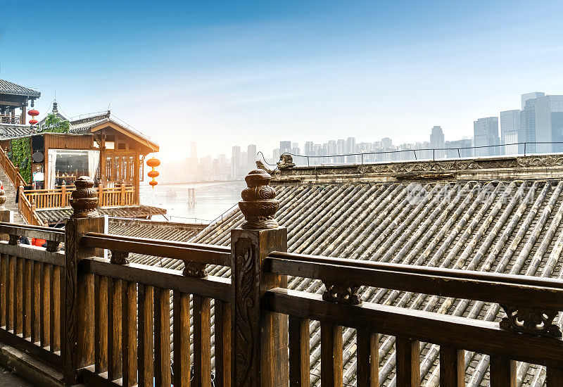 蓝天碧水的重庆市区景观