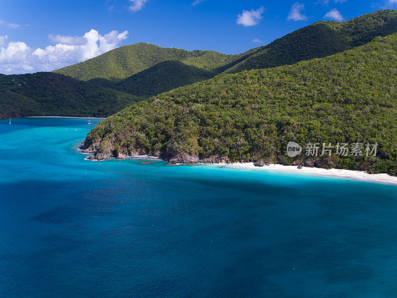 肉桂湾海滩鸟瞰图，圣约翰