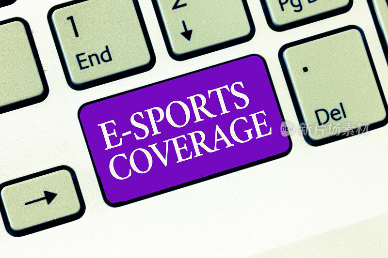 展示E体育报道的概念性手写文字。商业图文报道最新体育赛事直播