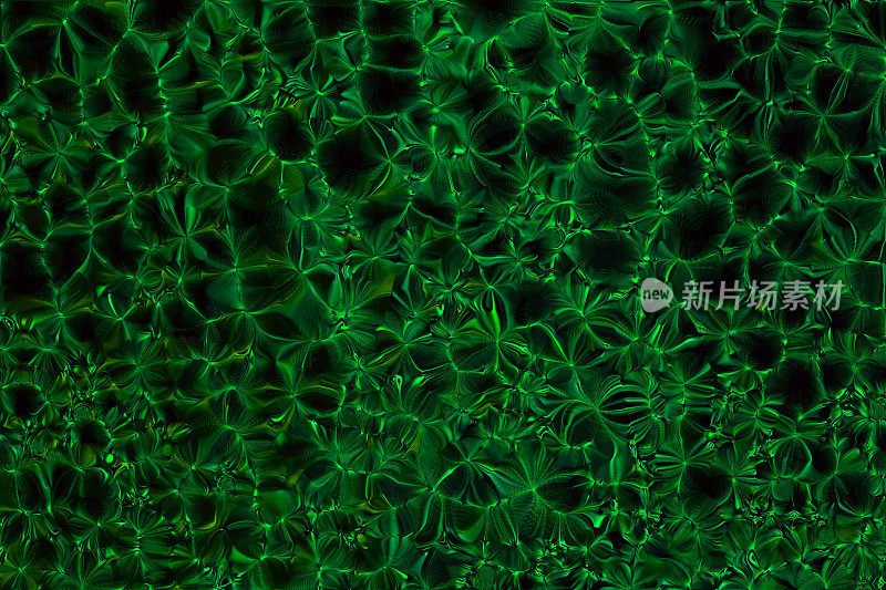 摘要黑色背景上的霓虹绿色图案闪烁网格星纹理分形