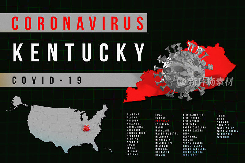 美国肯塔基州-新冠肺炎地图