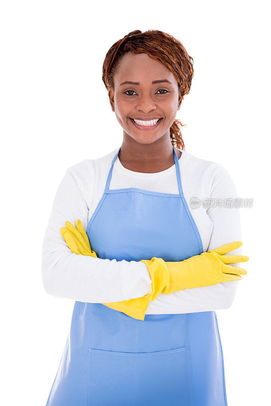 快乐的清洁女工