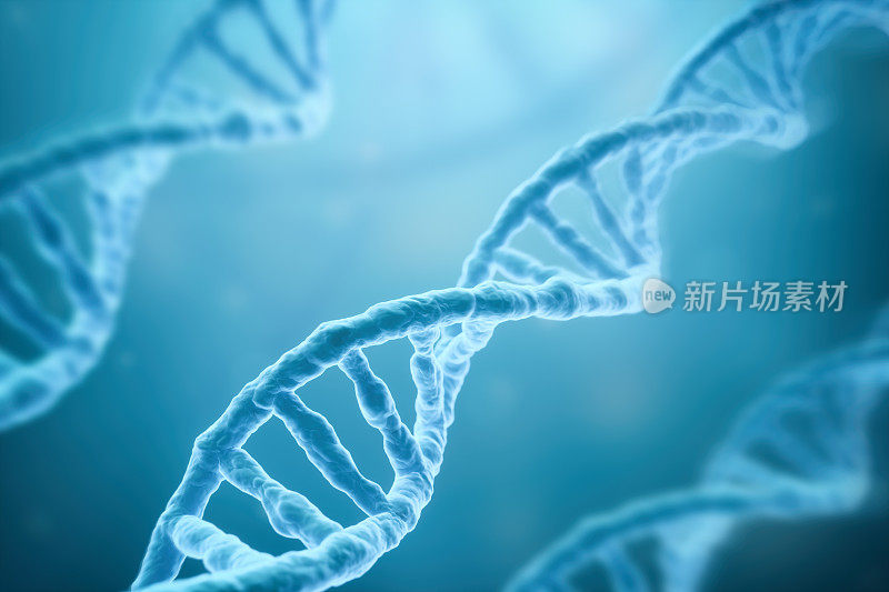 蓝色背景上的DNA链