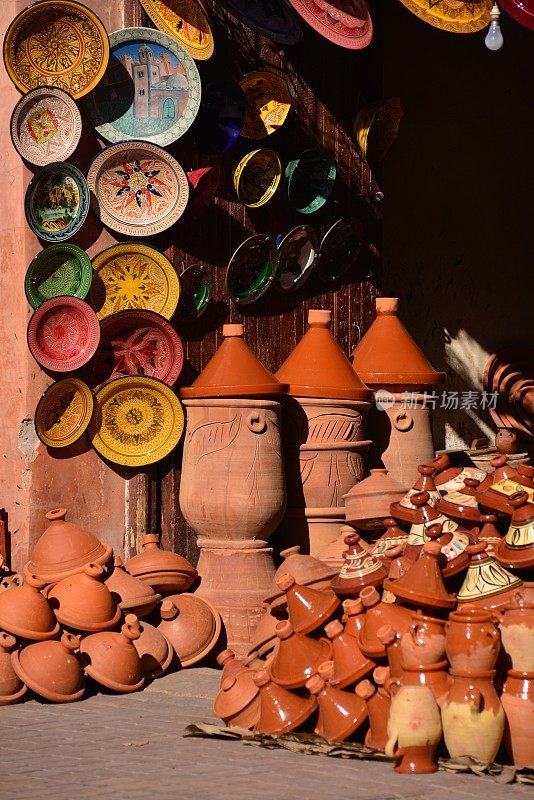 陶器，马拉喀什，摩洛哥，非洲。