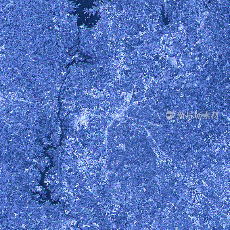 夏洛特摘要城市地图卫星图像蓝色