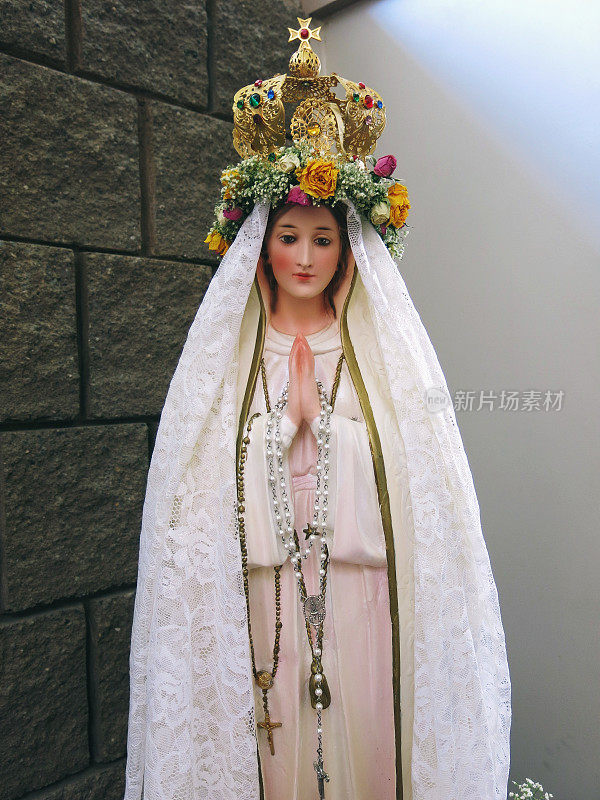 圣母玛利亚花冠法蒂玛雕像祈祷念珠