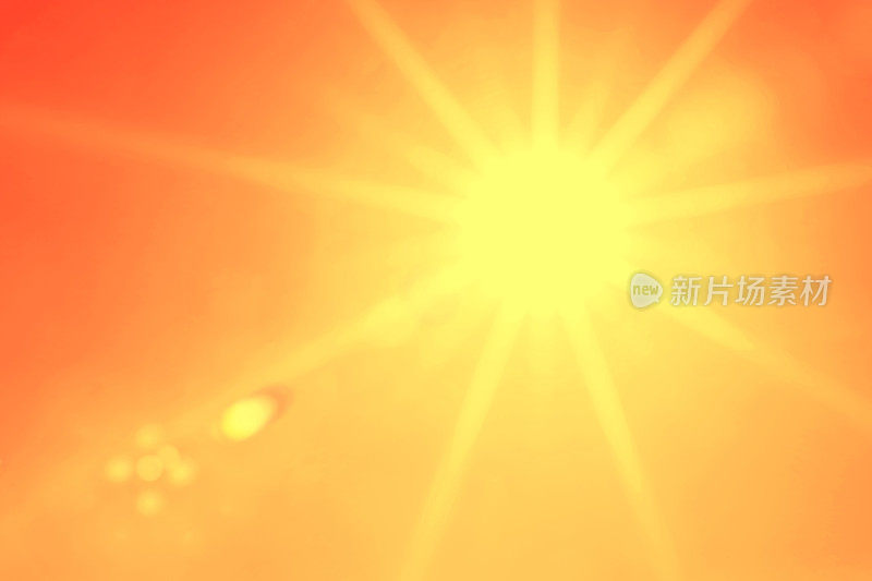 炎热的夏日太阳在天空(色调为橙色)