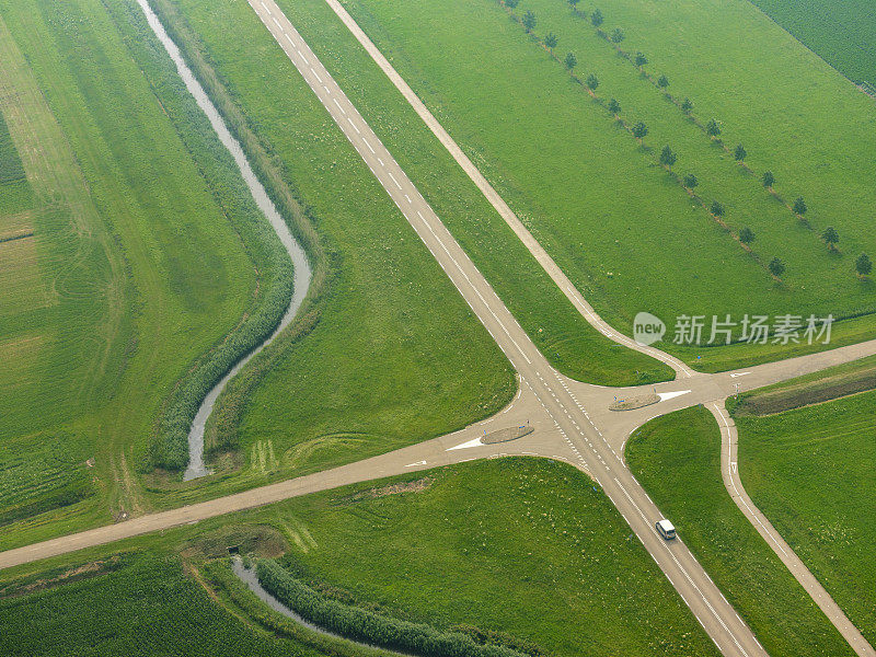 荷兰弗莱夫兰的抽象景观鸟瞰图