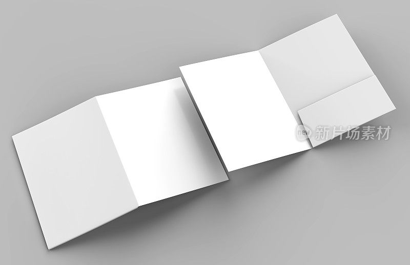 空白白色加强单口袋文件夹目录上的灰色背景的模型。三维渲染