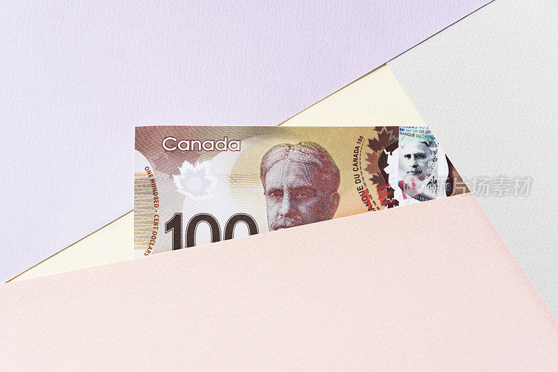 粉彩层之间的加拿大元钞票