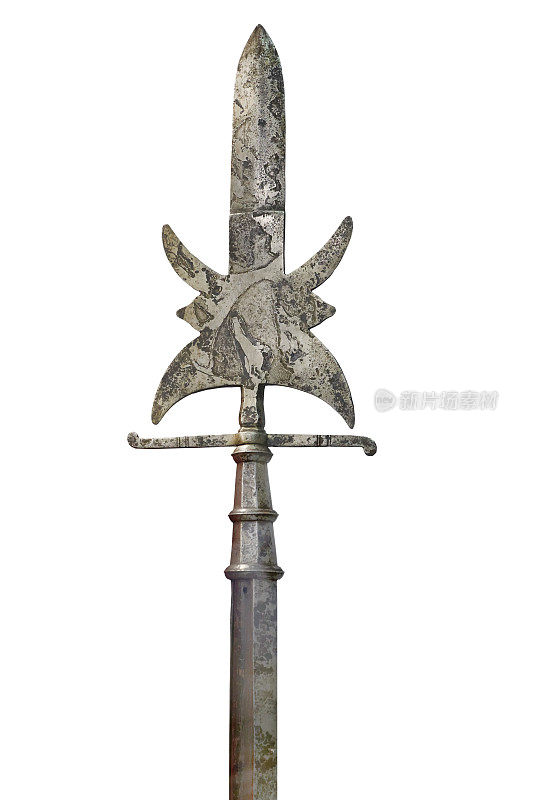 特写的中世纪的枪与矛骑士为战斗的尖端