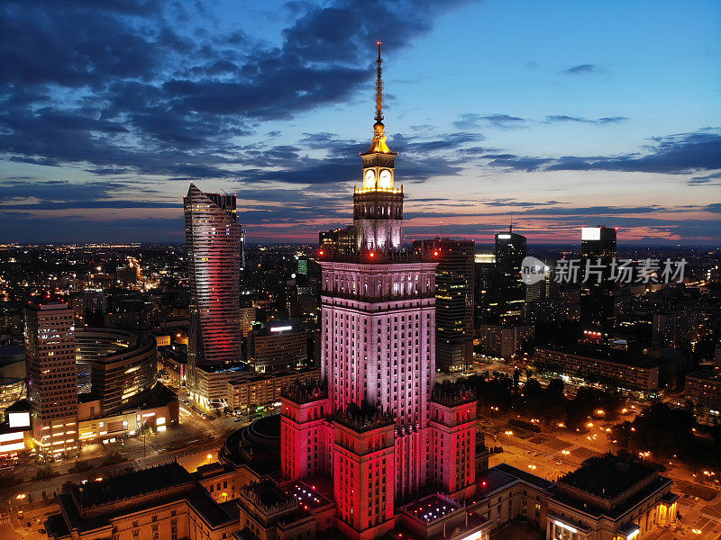 华沙城市天际线全景波兰