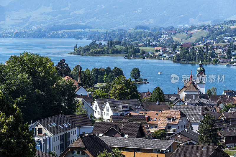 瑞士尼德瓦尔登施维茨卢塞恩湖库斯纳赫特城的景色