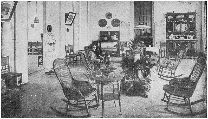 美国陆军黑白照片:哈瓦那客厅，古巴