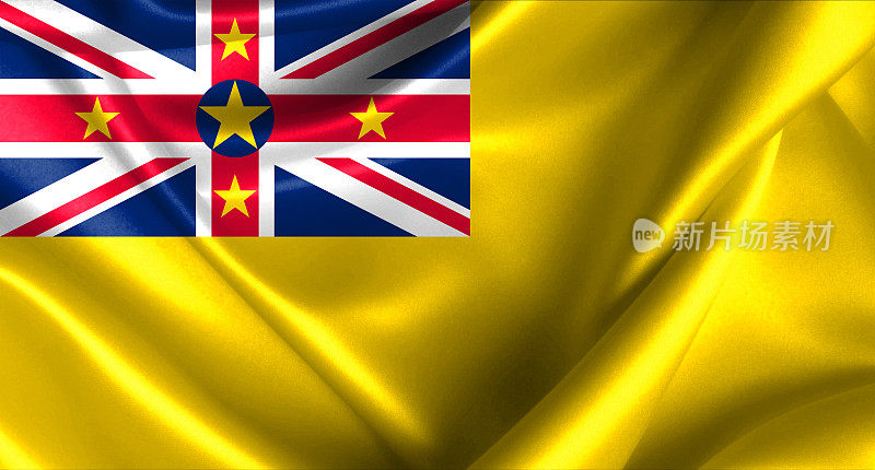 纽埃岛挥舞着国旗