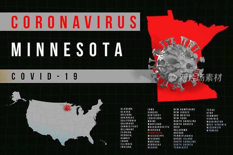 美国明尼苏达州-冠状病毒COVID-19地图