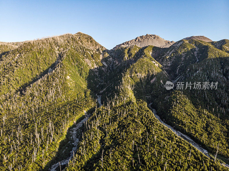 智利南部Chaiten火山鸟瞰图