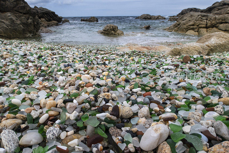 西班牙加利西亚死亡海岸的拉克斯加利西亚水晶海滩