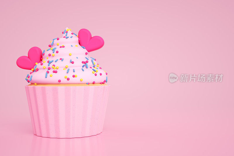 心形糖果小蛋糕，情人节背景