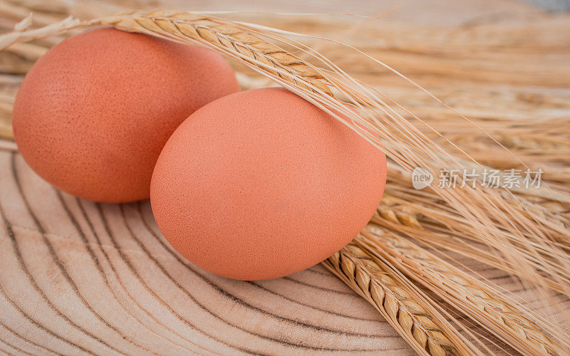 农场新鲜棕色鸡蛋在木制背景