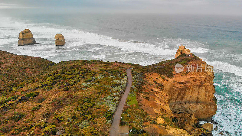 吉布森台阶，十二门徒。鸟瞰美丽的澳大利亚海岸线
