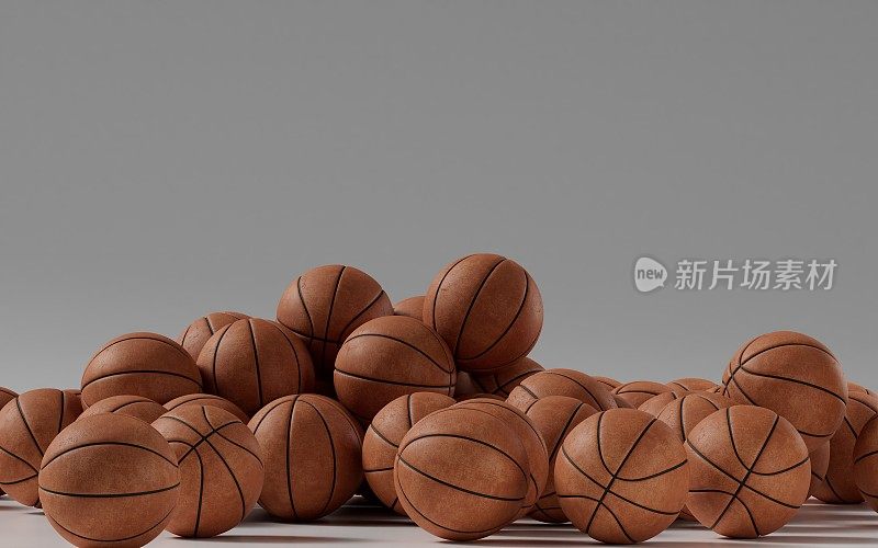 篮球，简单背景下的多个篮球