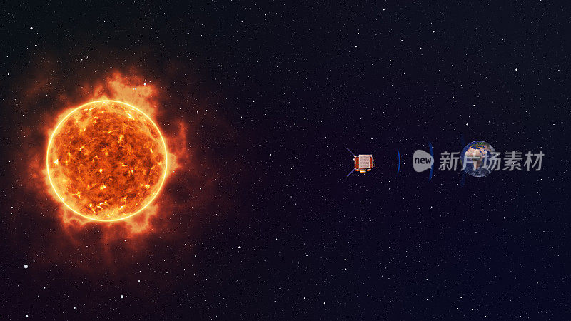 宇宙飞船发射信号捕捉太阳信息传回地球
