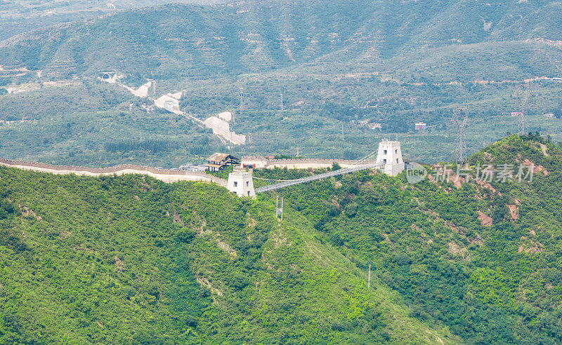 航空摄影中国河北省石家庄市西鹿泉区长庆金蝉山风景区山地长城观光带