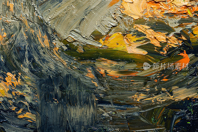 油画抽象艺术-日落与海洋