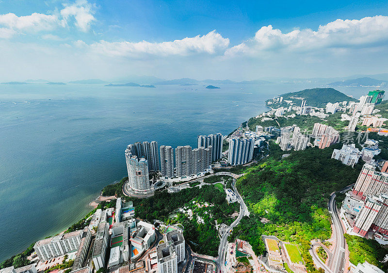 无人机拍摄的香港数码港佳逸住宅