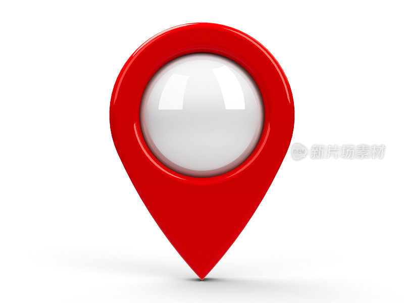 孤立在白色背景上的一个大的红色地图指针