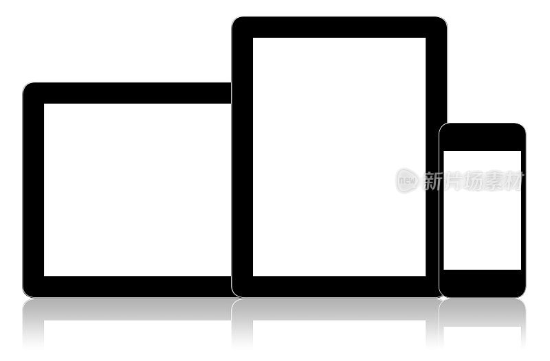 黑屏平板电脑和智能手机
