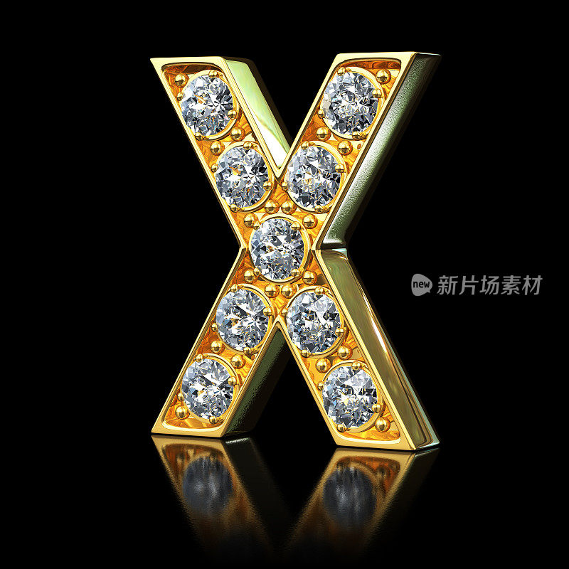 黄金字母X与钻石