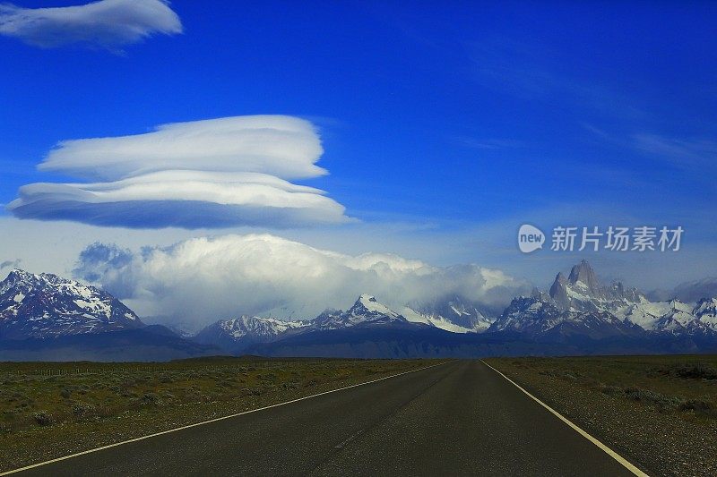 高速公路到查尔登，风暴云景，菲茨罗伊，阿根廷巴塔哥尼亚