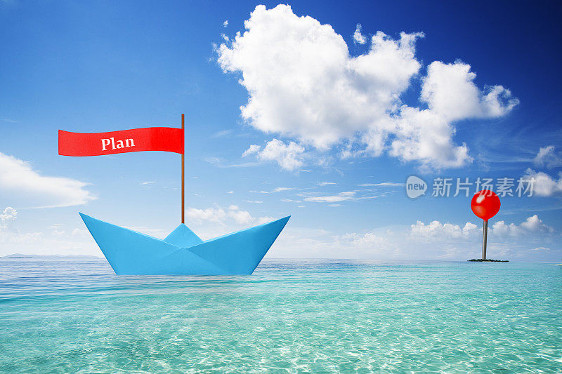 挂着“计划”字样的纸船驶向该岛