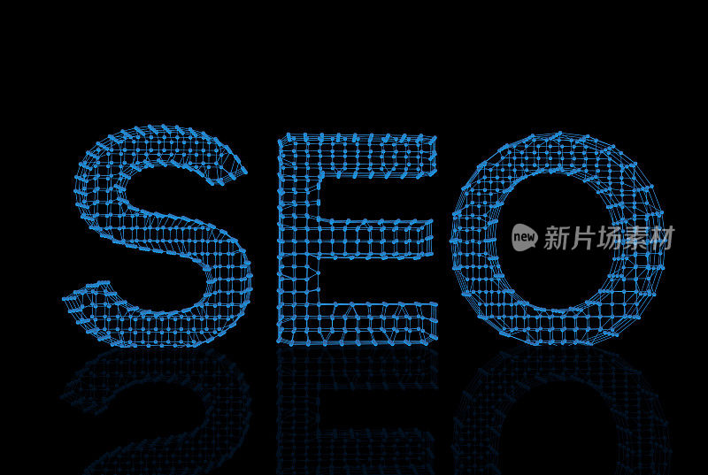 一个3D线网格的“SEO”字符