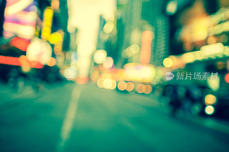 抽象散焦图像的时代广场在纽约市