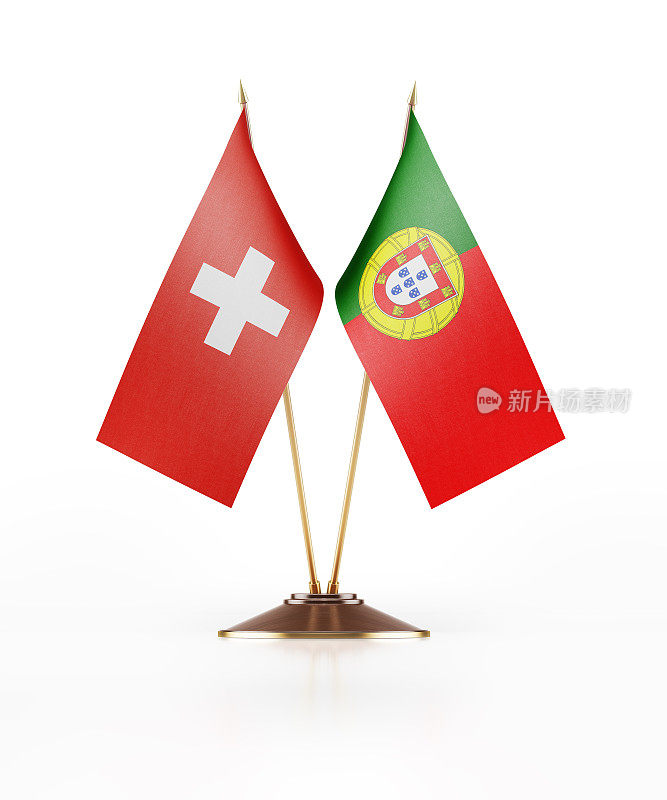 瑞士和葡萄牙的微型国旗