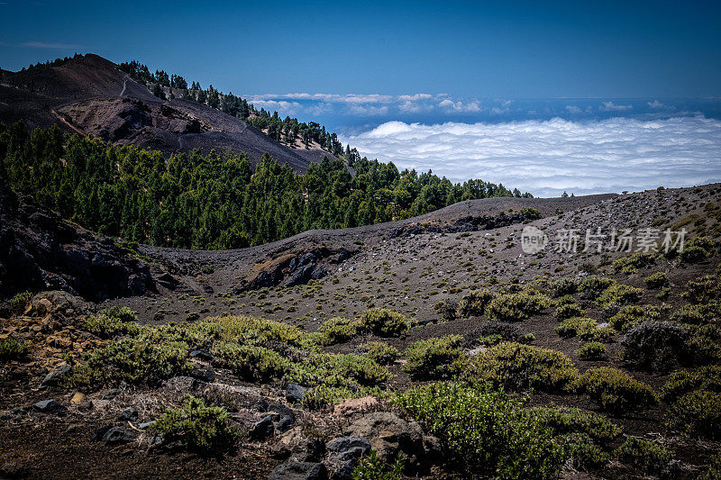 黑洞火山口，理想的火山，火山路线，坎布雷维贾，拉帕尔马，西班牙