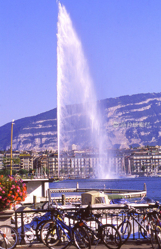 喷泉在日内瓦，瑞士，欧洲