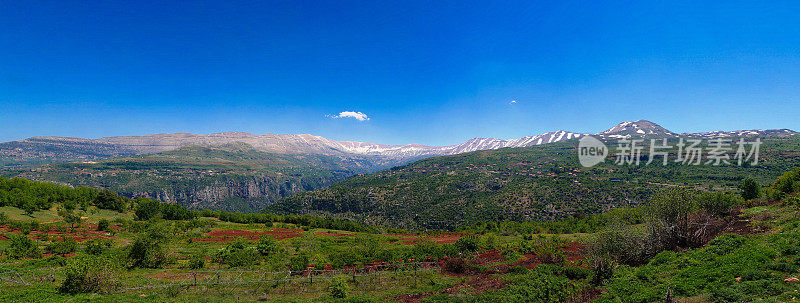风景的山和卡迪沙谷又名黎巴嫩的圣谷
