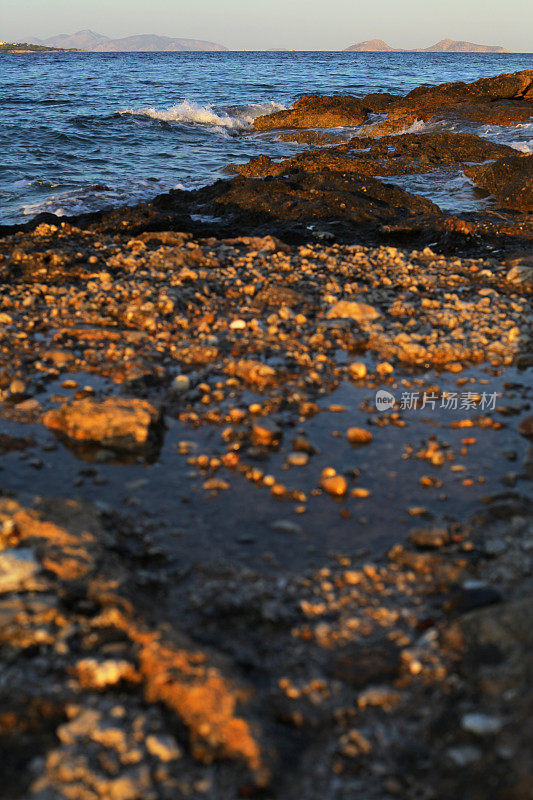 日落海滩,希腊