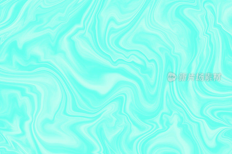 蓝绿色薄荷绿色大理石波浪海水抽象蜡笔蓝绿色背景漩涡图案渐变大理石Ebru纹理