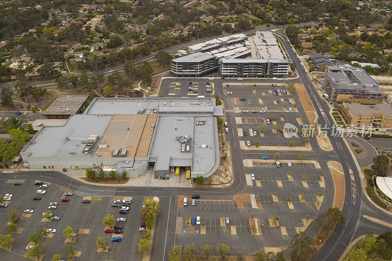 澳大利亚首都堪培拉贾米森中心的麦夸里郊区鸟瞰图