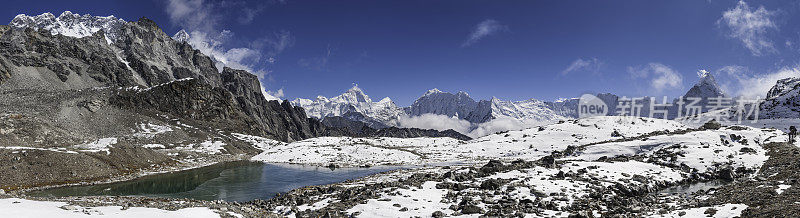 雪峰参差不齐的山峰荒野全景喜马拉雅尼泊尔