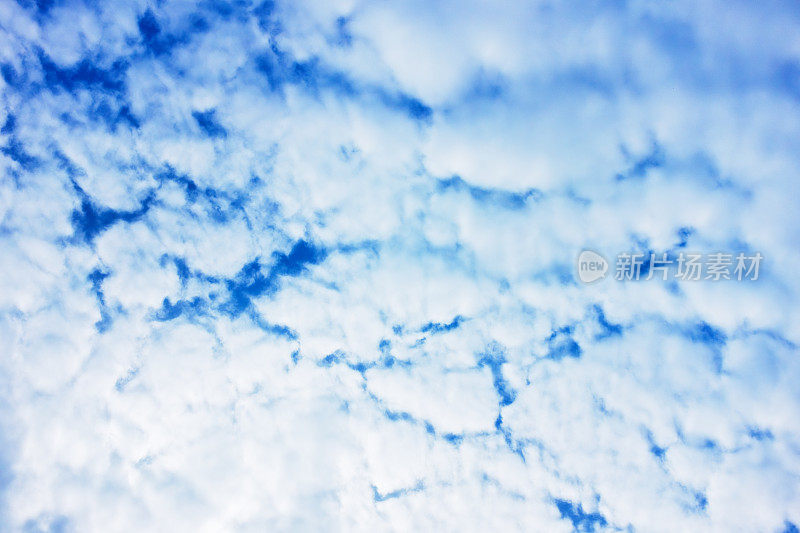 美丽的背景:一排卷积云与蓝天