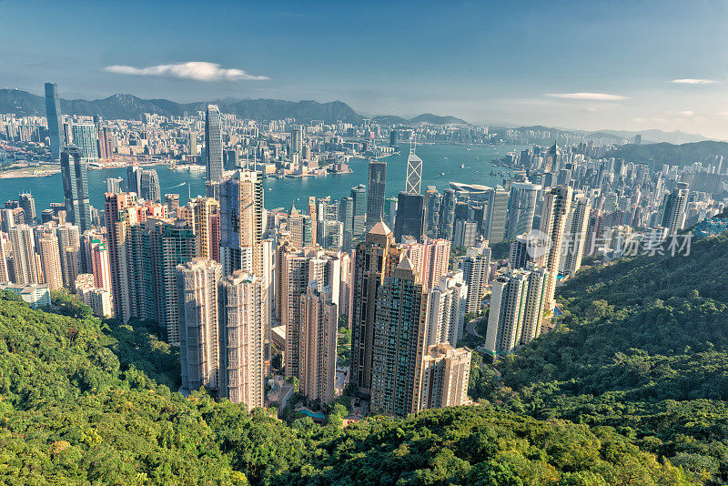 从山顶俯瞰香港全景
