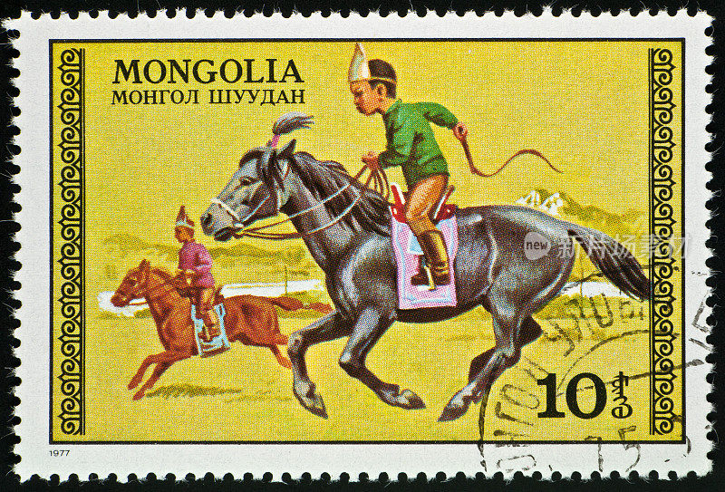 动机邮票-骑蒙古马的孩子
