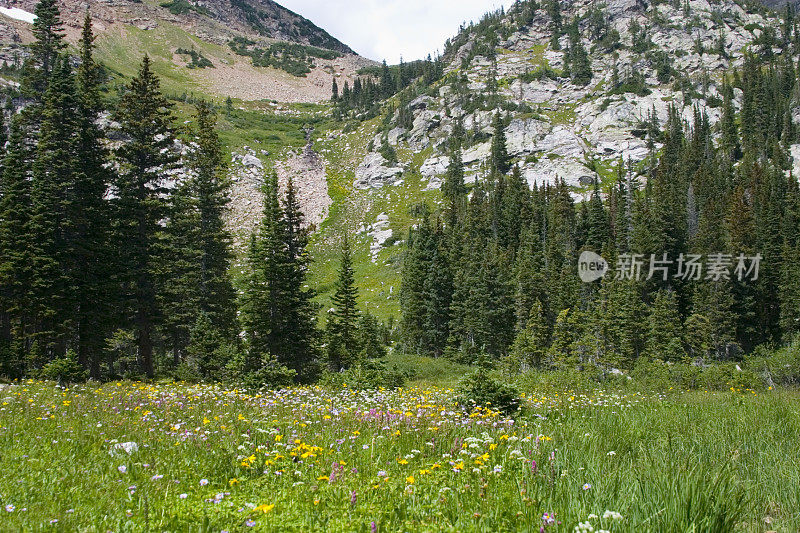 位于印第安山峰荒野中的科罗拉多火山口湖