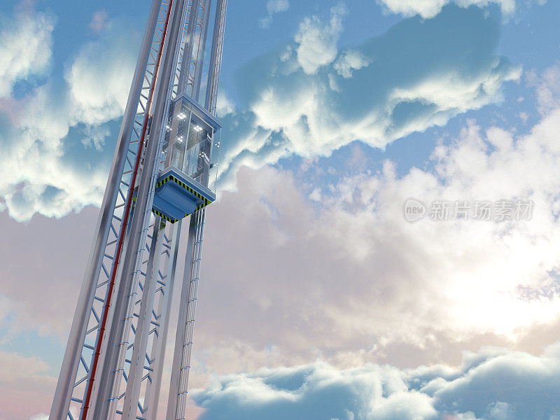空空电梯概念以天空为背景概念构成